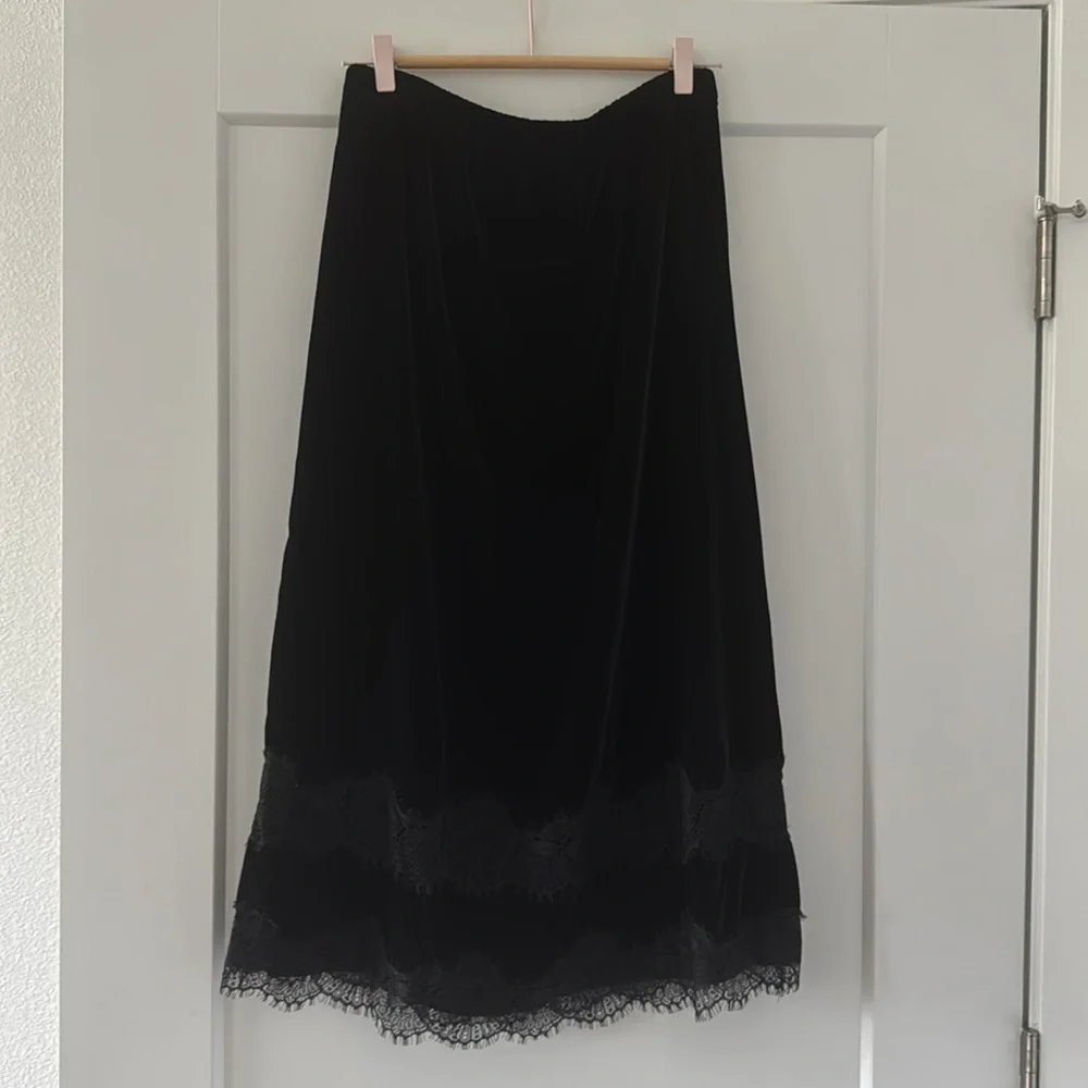Sam Edelman Gracie lace trim detail velvet midi skirt new - Picture 4 of 5
